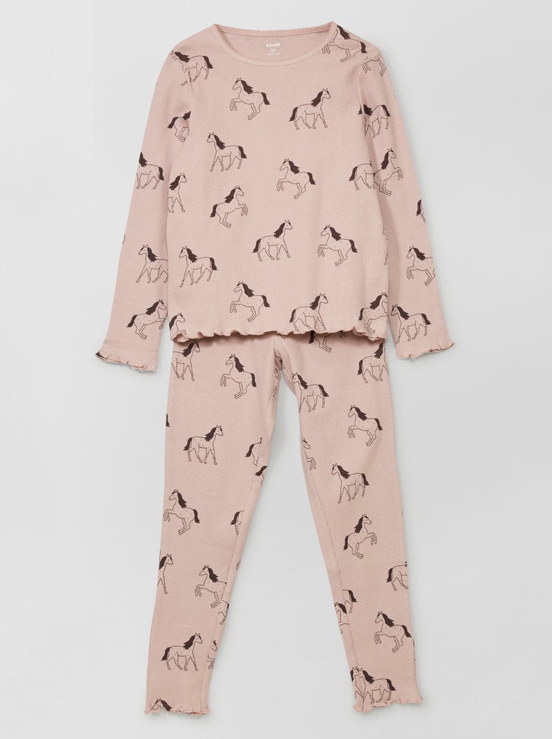 Pyjama long 'Cheval' - 2 pièces Violet - Kiabi
