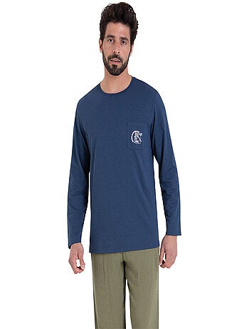 Pyjama long col rond homme Easy coton Athena
