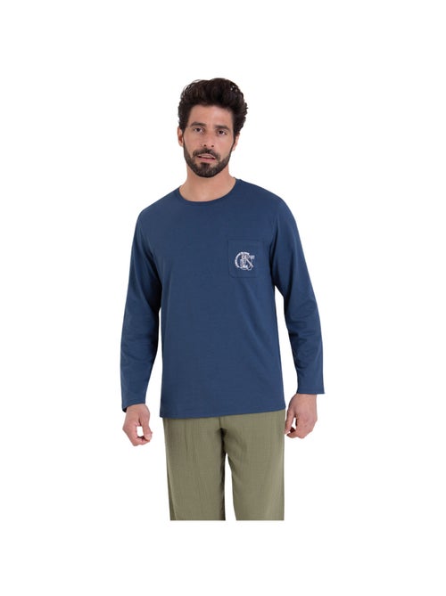 Pyjama long col rond homme Easy coton Athena - Kiabi