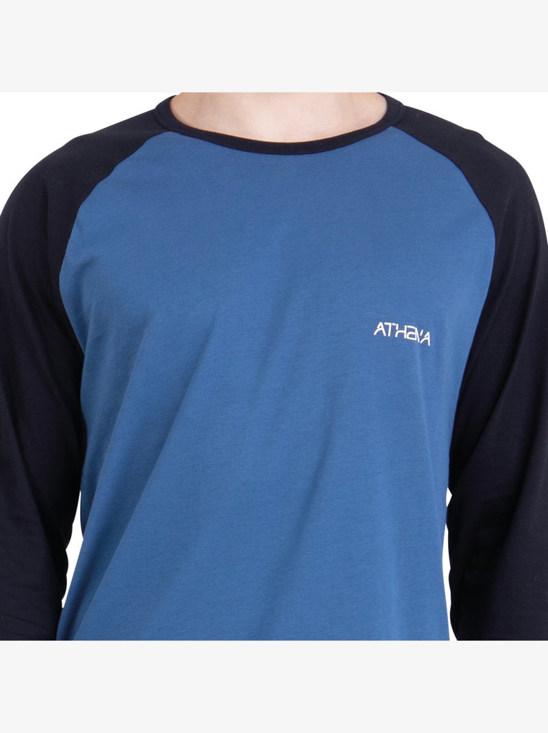 Pyjama long col rond homme Ecopack Construction Athena Bleu Noir - Kiabi