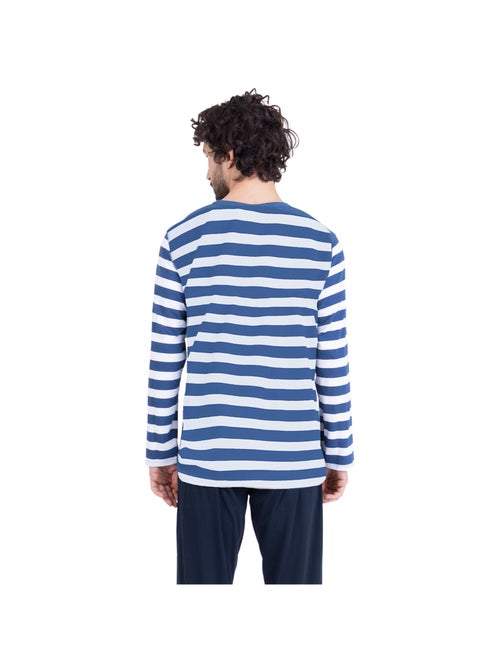 Pyjama long col rond homme Rayures Ocean Club Athena - Kiabi