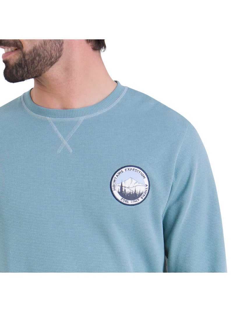 Pyjama long col rond homme Waffle Athena Bleu - Kiabi