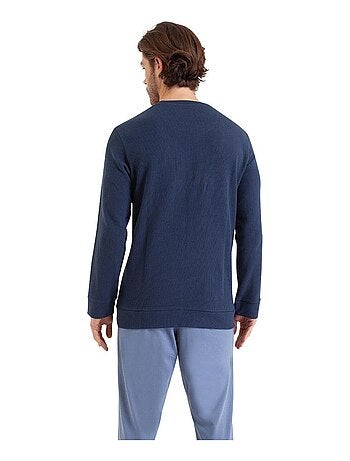 Pyjama long col rond homme Waffle Athena