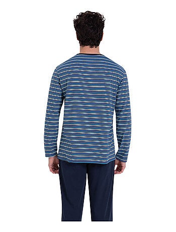 Pyjama long col rond Rayures Waves Athena