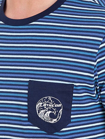 Pyjama long col rond Rayures Waves Athena
