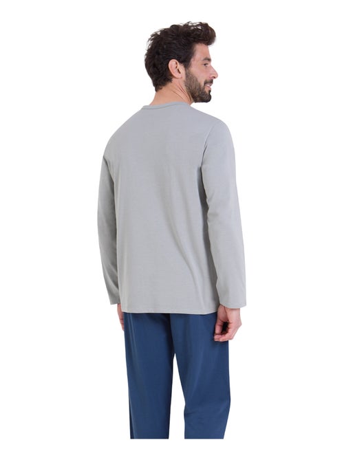 Pyjama long col V homme Eco Pack Serigraphie Athena - Kiabi