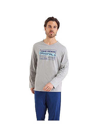 Pyjama long col V homme Ecopack Sérigraphie Athena