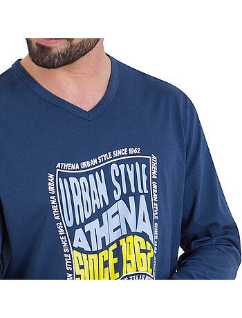 Pyjama long col V homme Ecopack Sérigraphie Athena