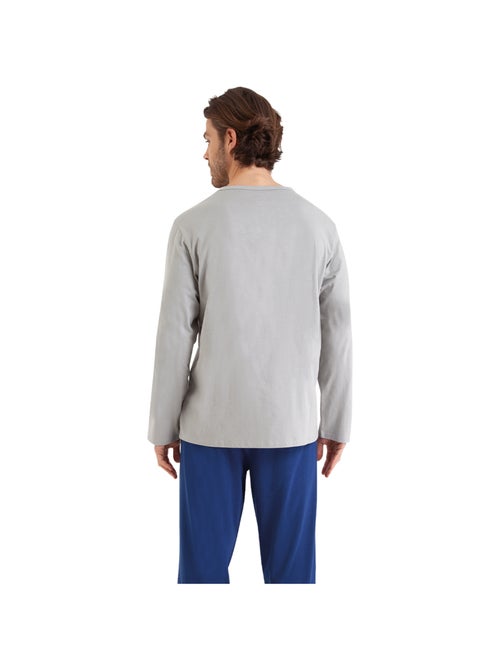 Pyjama long col V homme Ecopack Sérigraphie Athena - Kiabi