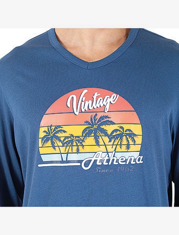 Pyjama long col V homme Ecopack Sérigraphie Athena