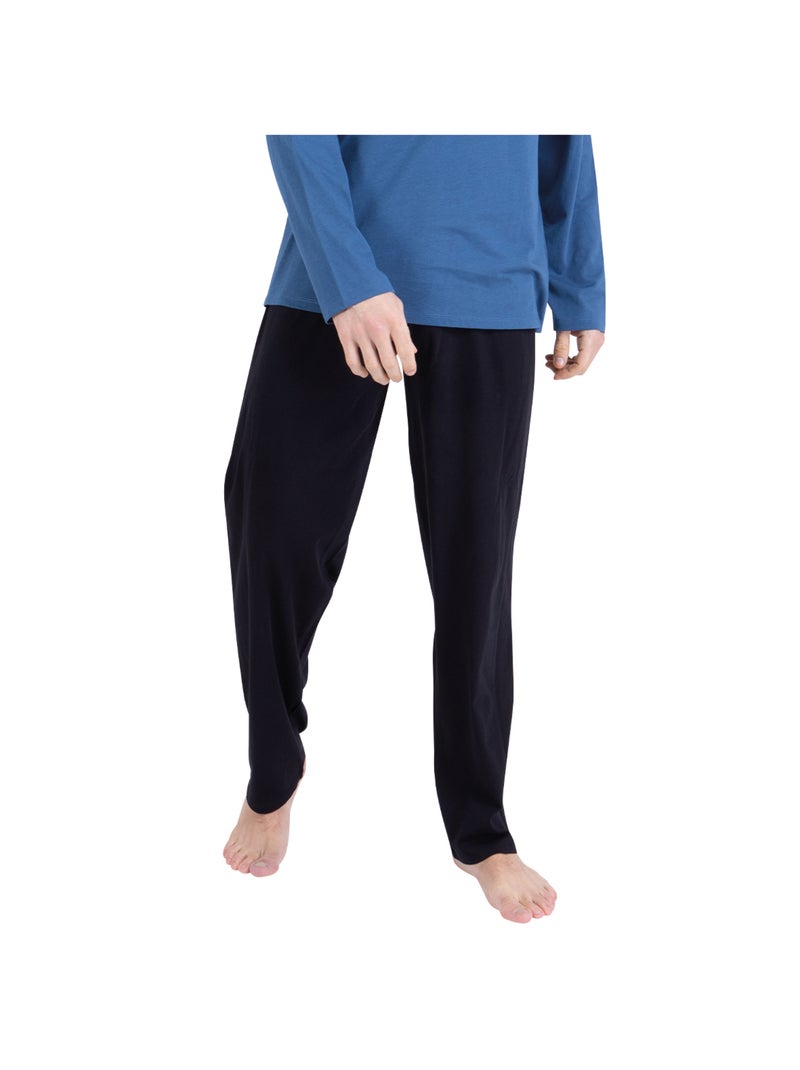 Pyjama long col V homme Ecopack Sérigraphie Athena Bleu Multicolore Gris - Kiabi