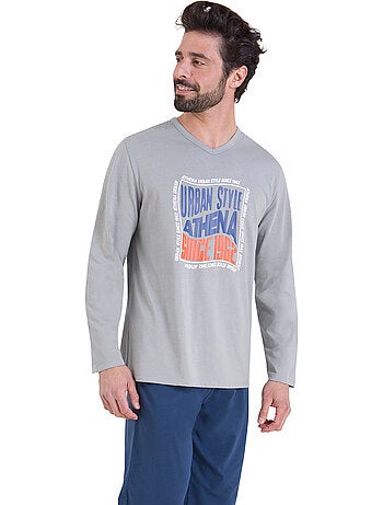 Pyjama long col V homme Ecopack Sérigraphie Athena