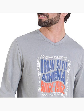 Pyjama long col V homme Ecopack Sérigraphie Athena