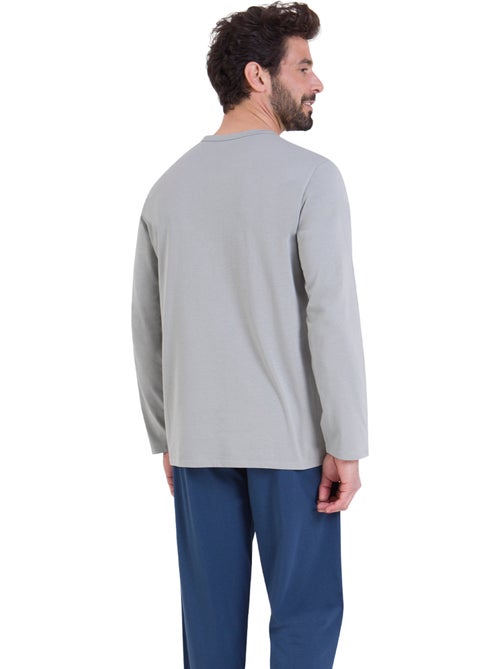 Pyjama long col V homme Ecopack Serigraphie Athena - Kiabi