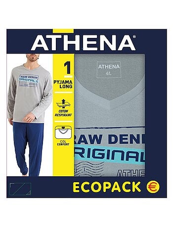 Pyjama long col V homme Ecopack Sérigraphie Athena