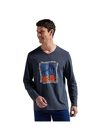 Pyjama long col V homme Ecopack Sérigraphie Athena