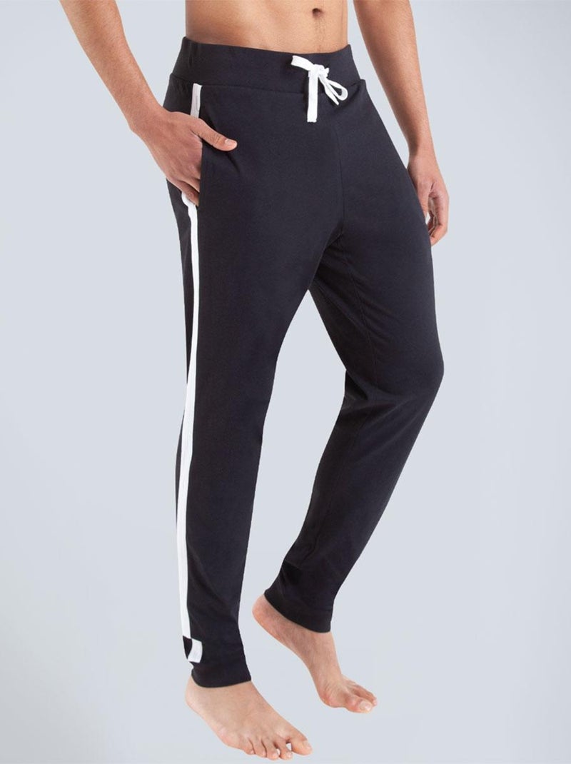 Pyjama long col v homme Homewear Noir Rouge - Kiabi