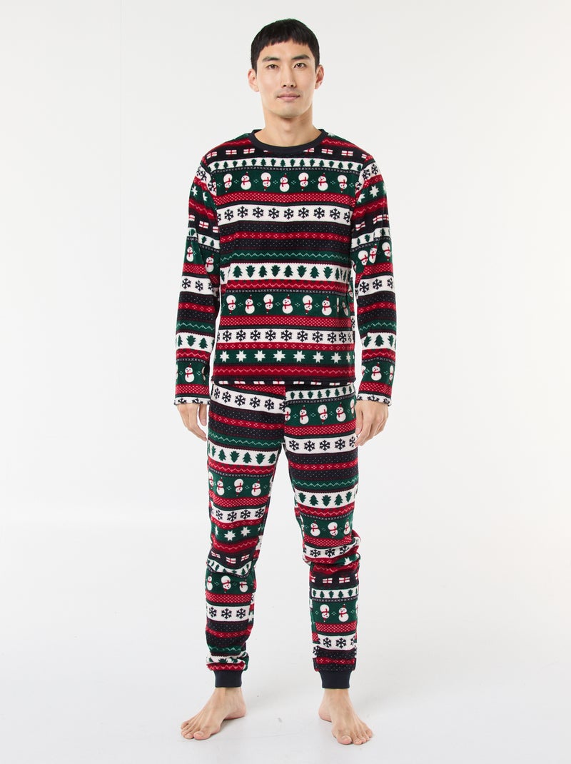 Pyjama long de Noël - 2 pièces Bleu/vert - Kiabi