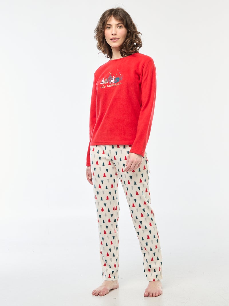 Pyjama long de Noël - 2 pièces Rouge - Kiabi
