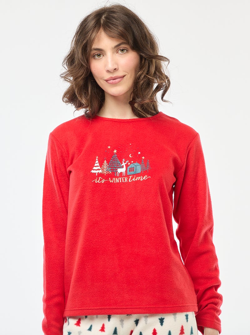 Pyjama long de Noël - 2 pièces Rouge - Kiabi