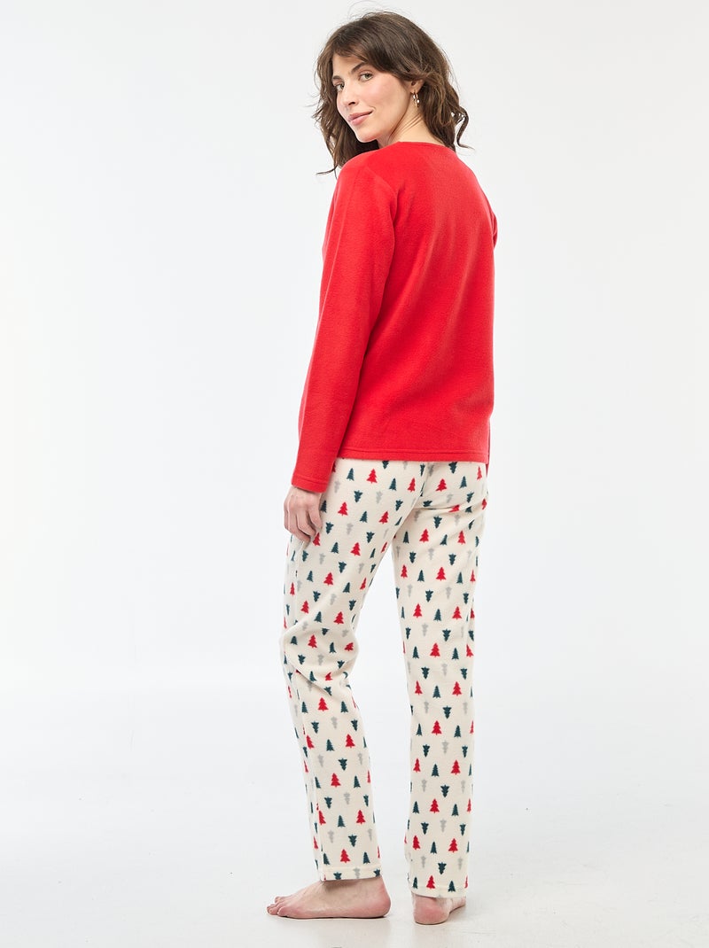 Pyjama long de Noël pièces Rouge Femme Kiabi