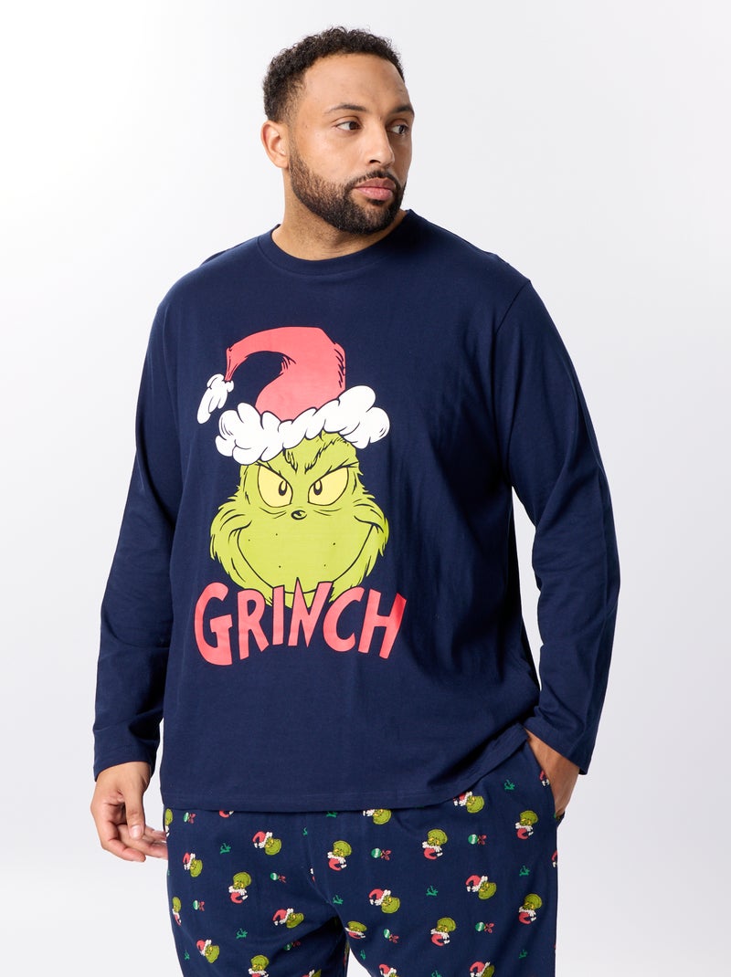 Pyjama long de Noël - imprimé 'Grinch' - 2 pièces Bleu - Kiabi