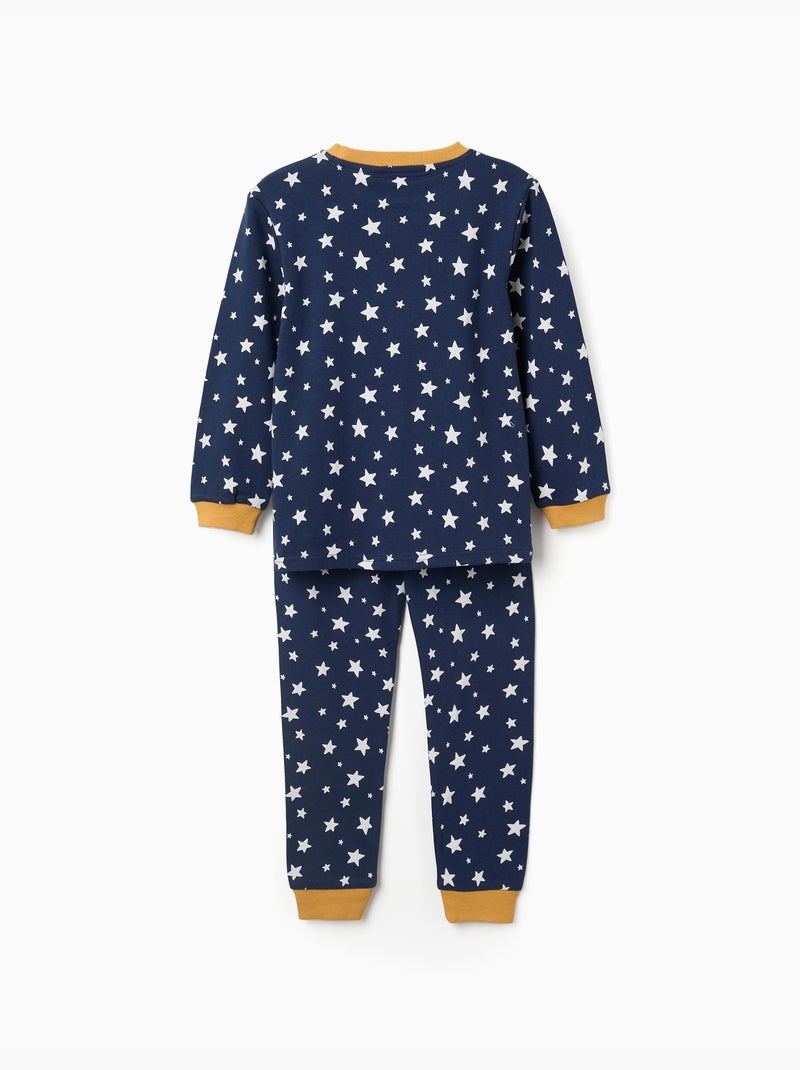 Pyjama long en coton à motif d'étoiles Bleu foncé - Kiabi