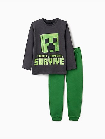 Pyjama long en coton avec imprimé Minecraft