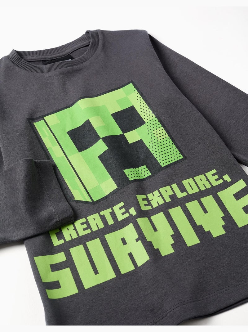 Pyjama long en coton avec imprimé Minecraft Gris foncé - Kiabi