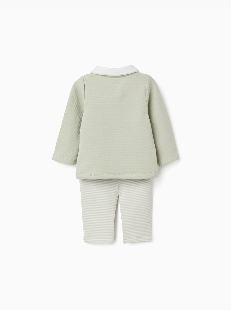 Pyjama long en coton matelassé Vert clair - Kiabi
