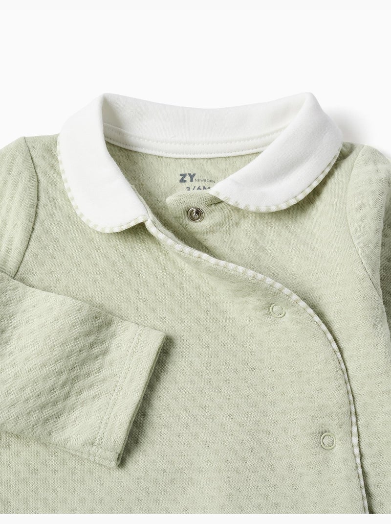 Pyjama long en coton matelassé Vert clair - Kiabi