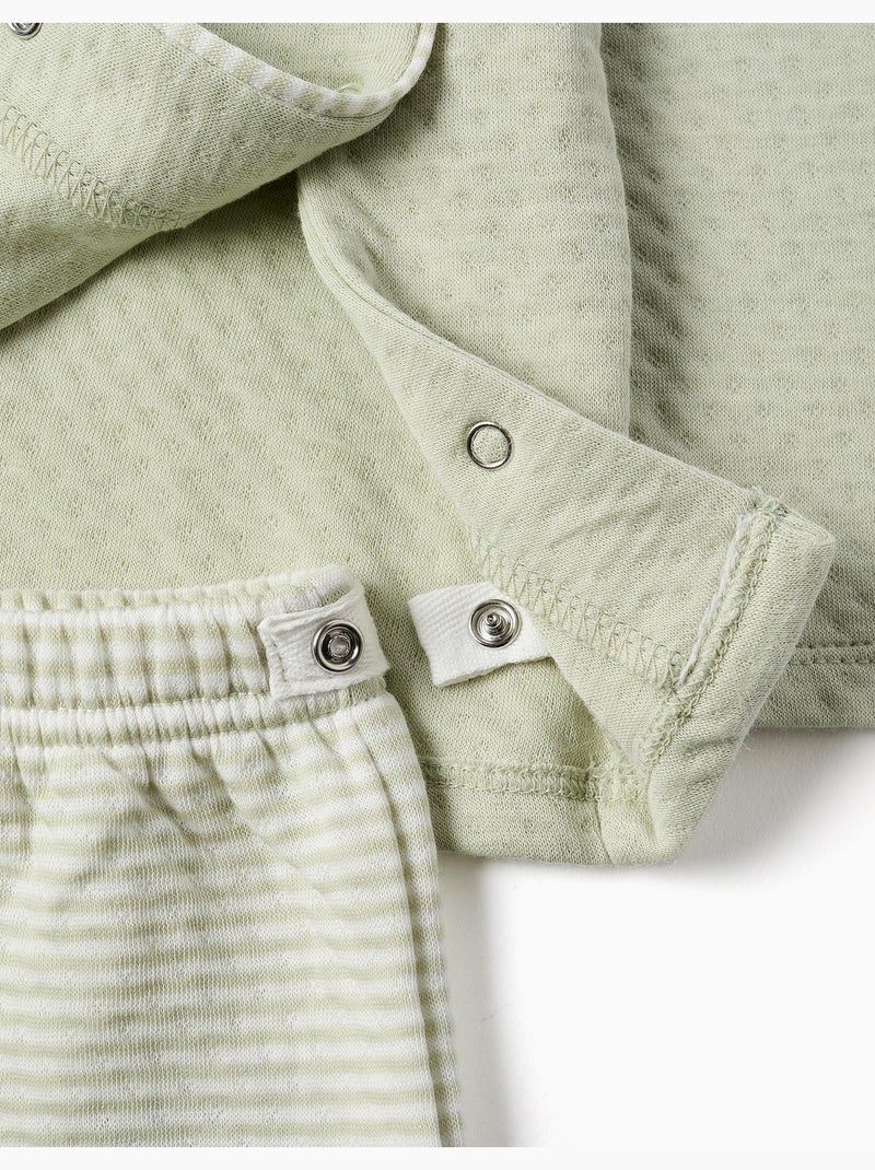 Pyjama long en coton matelassé Vert clair - Kiabi