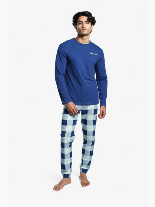 Pyjama long en coton pour homme, très doux au toucher, idéal pour les moments de détente hors du bur - Kiabi Pyjama long en coton pour homme, très doux au toucher, idéal pour les moments de détente hors du bur - Kiabi