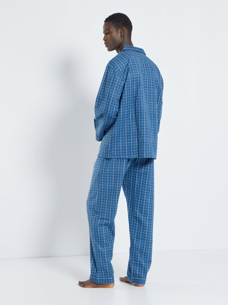 Pyjama long en flanelle - 2 pièces bleu - Kiabi