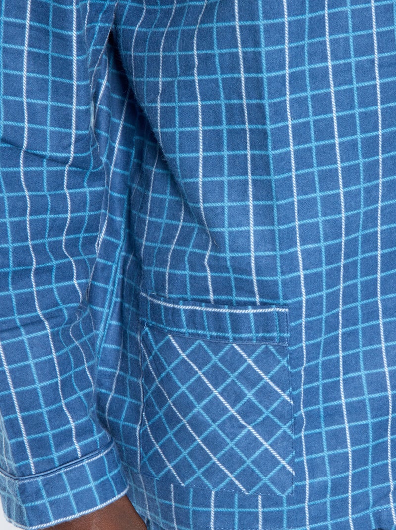 Pyjama long en flanelle - 2 pièces bleu - Kiabi