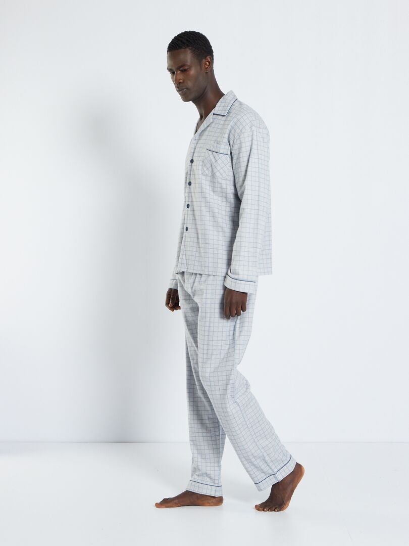 Pyjama long en flanelle - 2 pièces gris - Kiabi