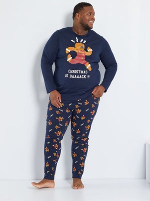Pyjama Homme 2 Pièces - T-shirt Manches Longues Et Pantalon Avec Poche - Confortable Et Respirant - Couleurs Bloc