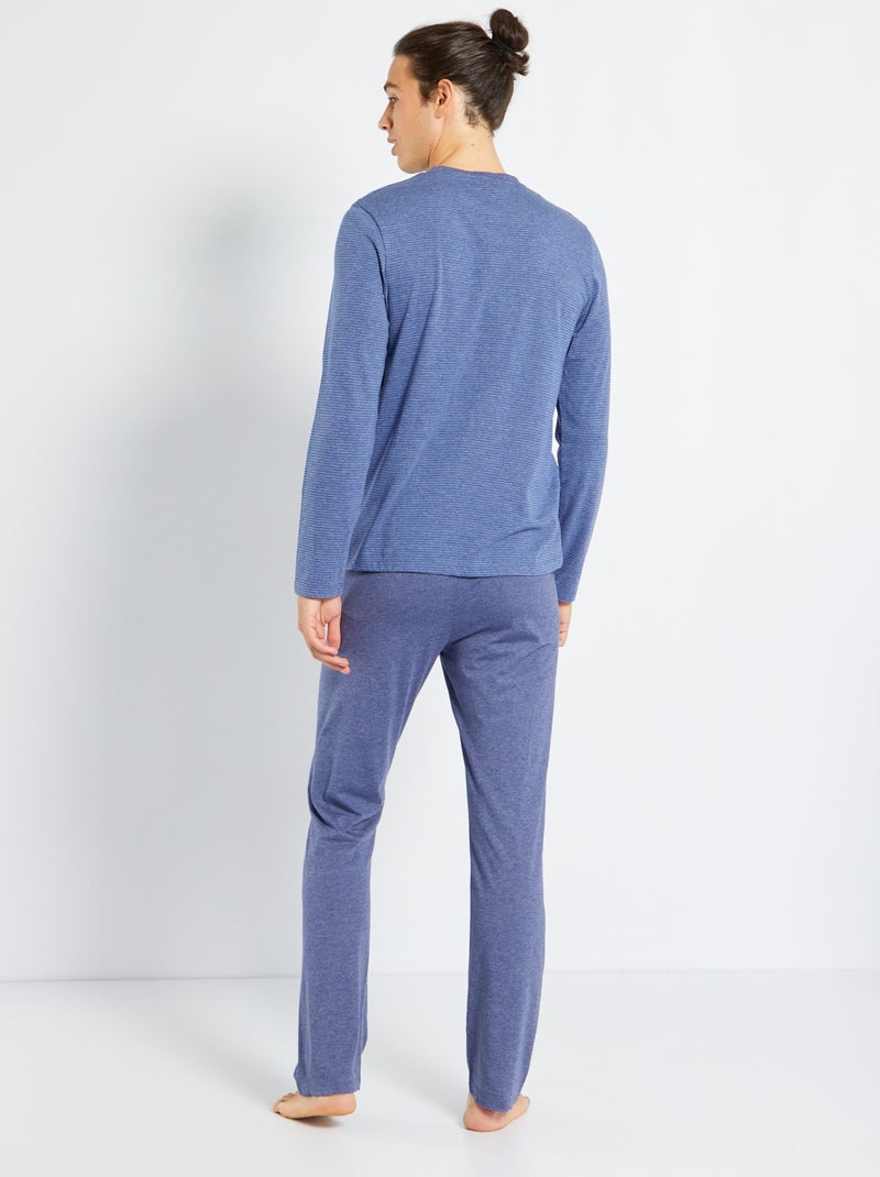 Pyjama long en jersey - 2 pièces Bleu - Kiabi
