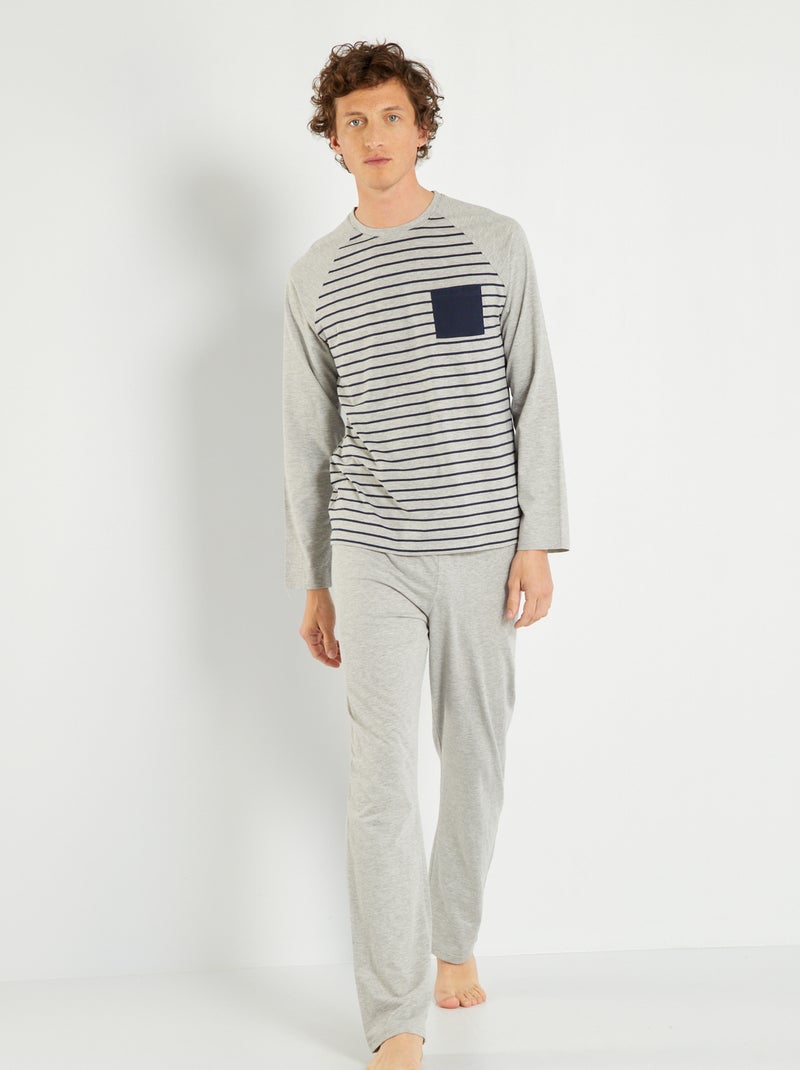 Pyjama long en jersey - 2 pièces Gris - Kiabi