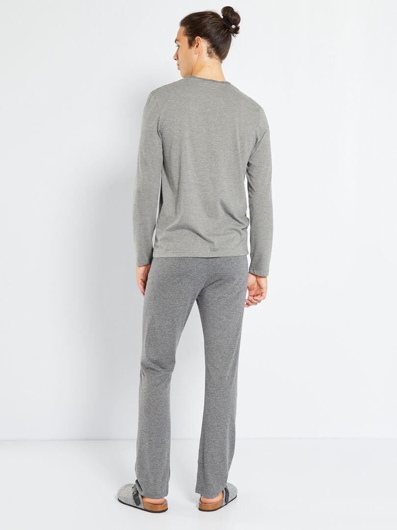 Pyjama long en jersey - 2 pièces gris - Kiabi