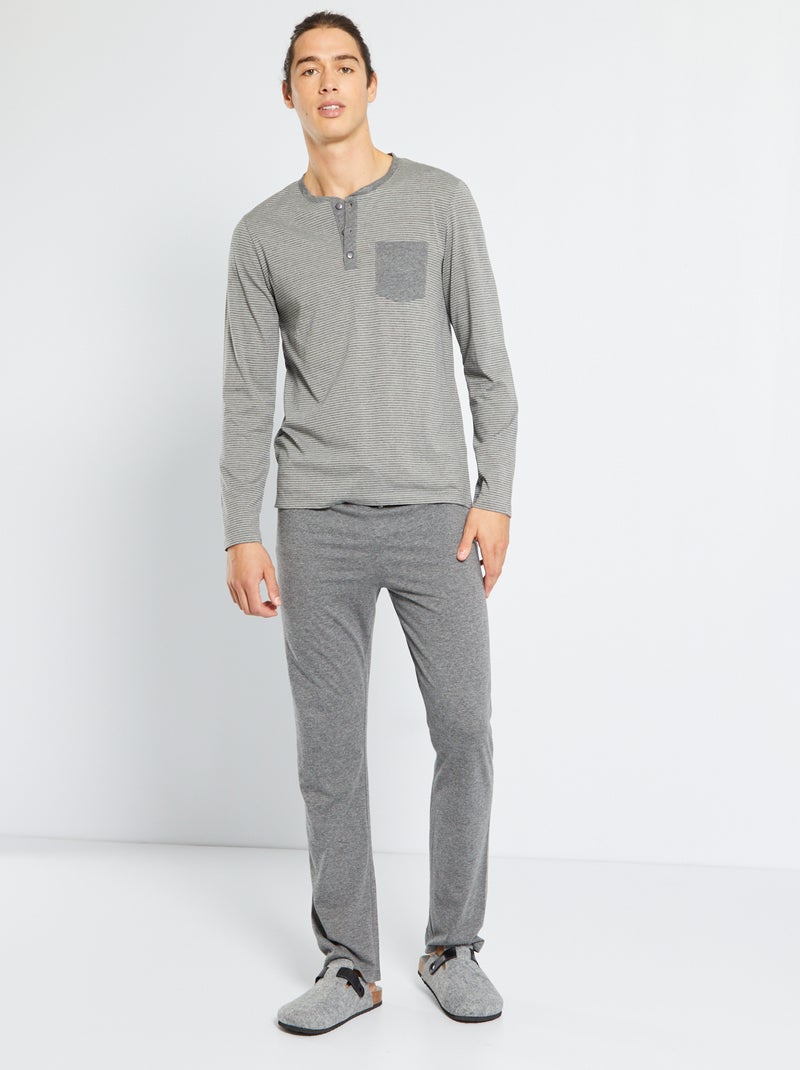 Pyjama long en jersey - 2 pièces gris - Kiabi