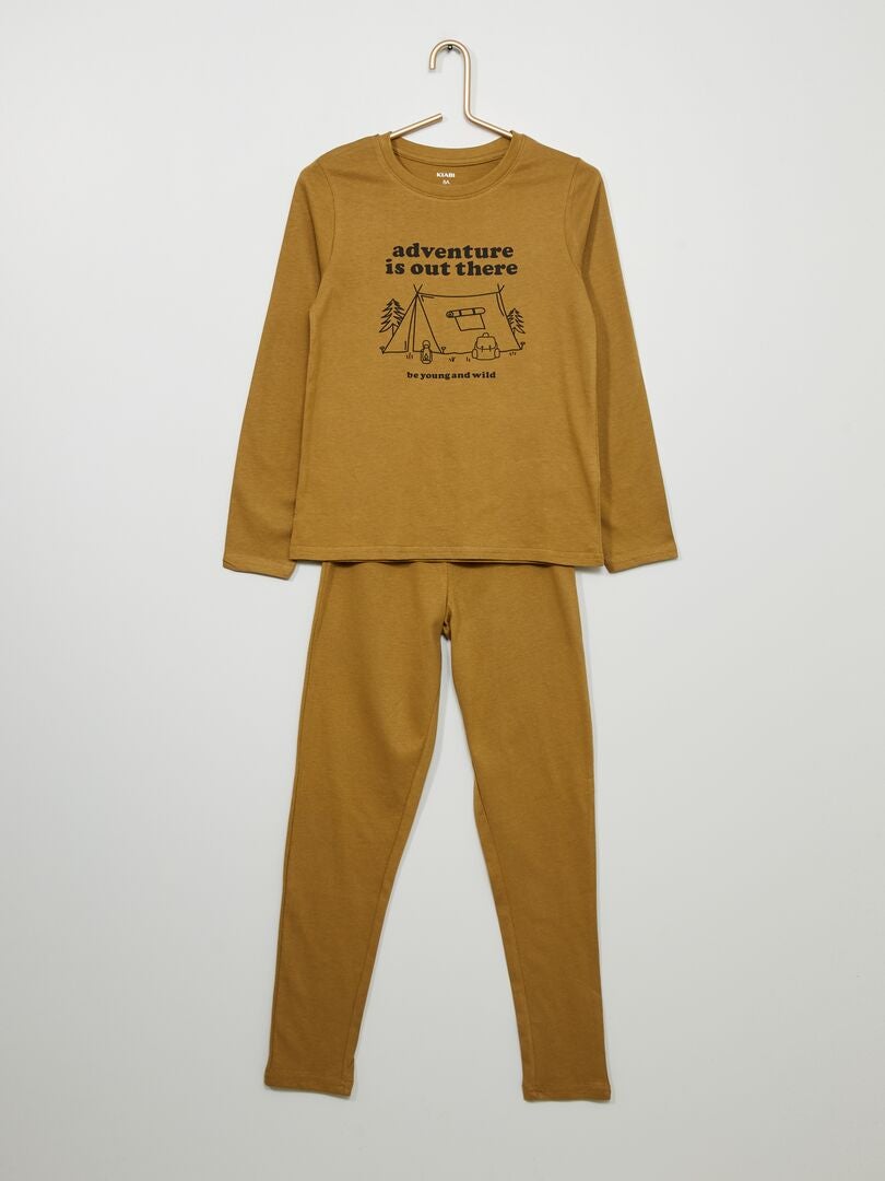 Pyjama long en jersey - 2 pièces Marron - Kiabi