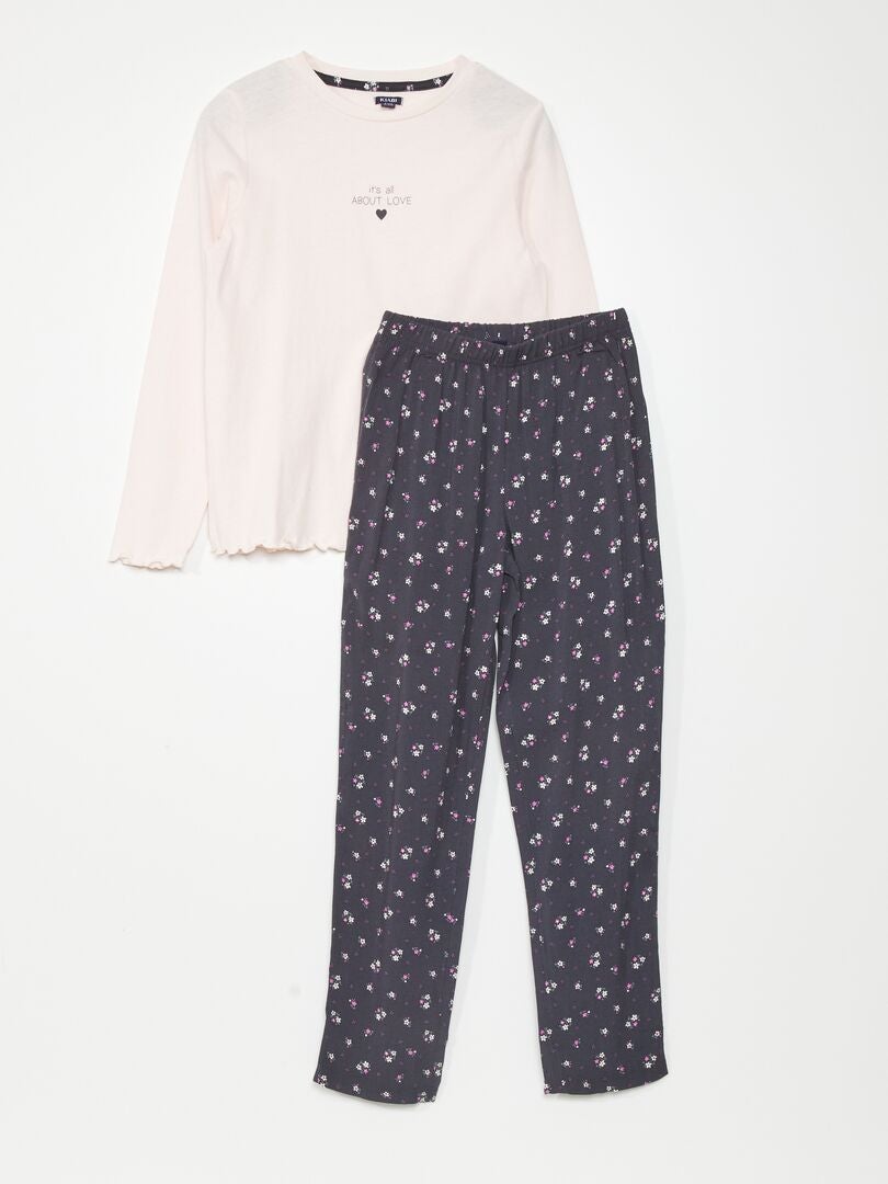 Pyjama long en coton one piece blanc/rose pâle One Piece