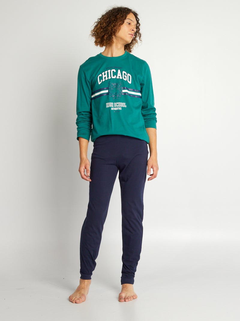 Pyjama long en jersey - 2 pièces Vert - Kiabi