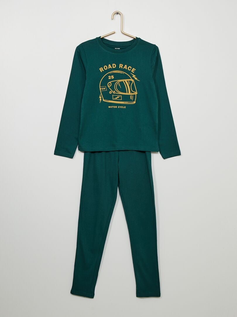 Pyjama long en jersey - 2 pièces Vert - Kiabi