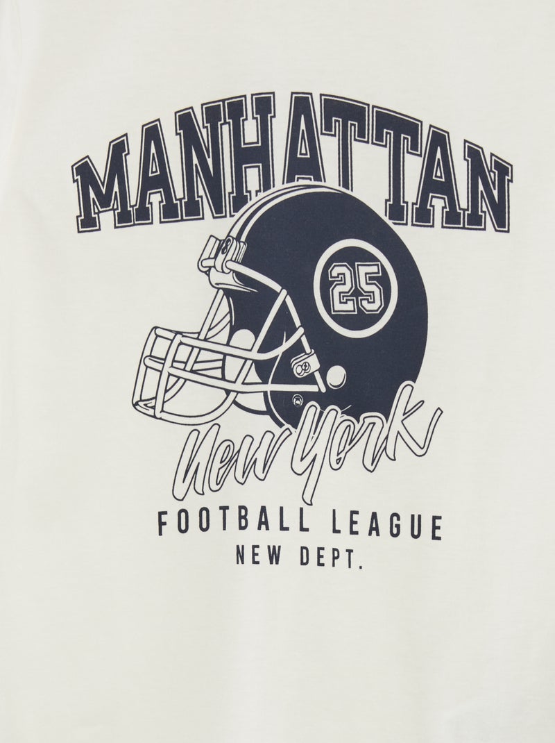 Pyjama long en jersey avec imprimé - 2 pièces Blanc/marine - Kiabi