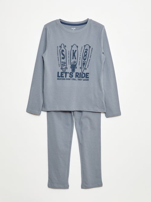 Pyjama long en jersey avec imprimé - 2 pièces - Kiabi