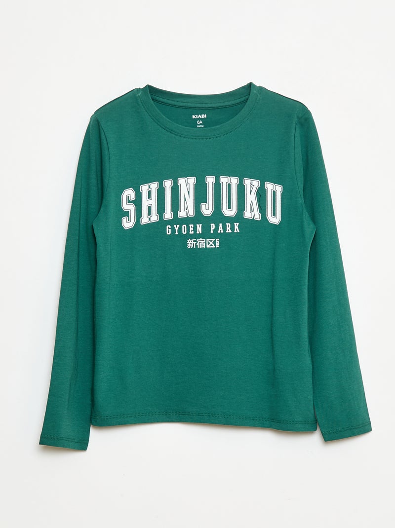 Pyjama long en jersey avec imprimé - 2 pièces Vert - Kiabi