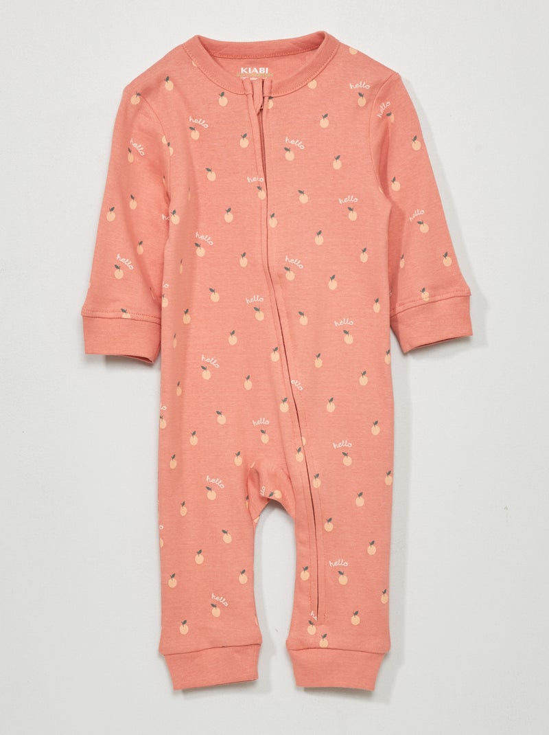 Pyjama long en jersey avec imprimé Rose - Kiabi