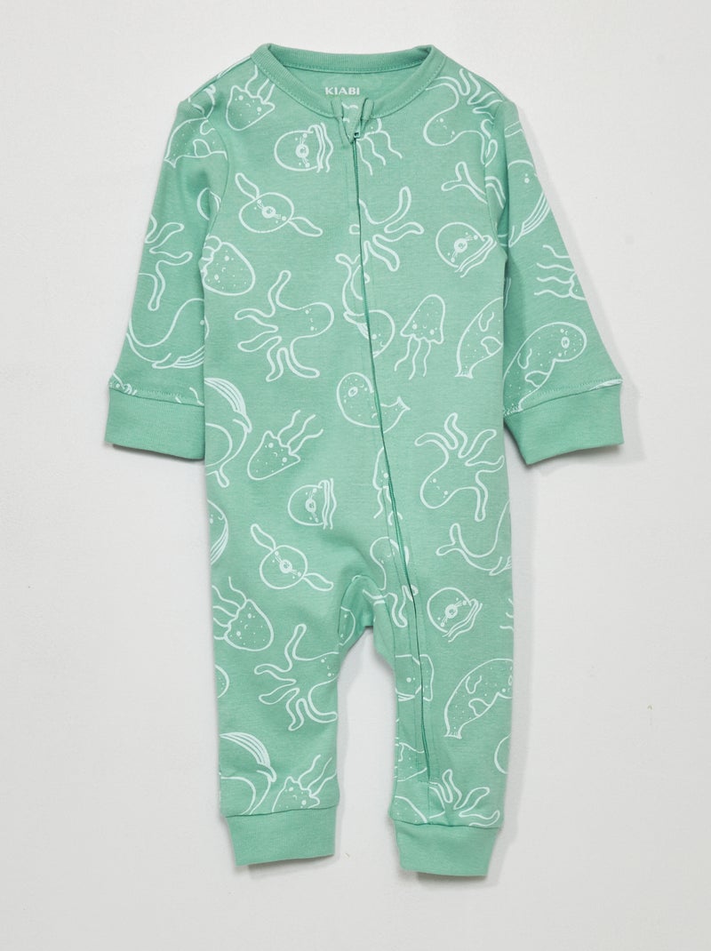 Pyjama long en jersey avec imprimé Vert - Kiabi